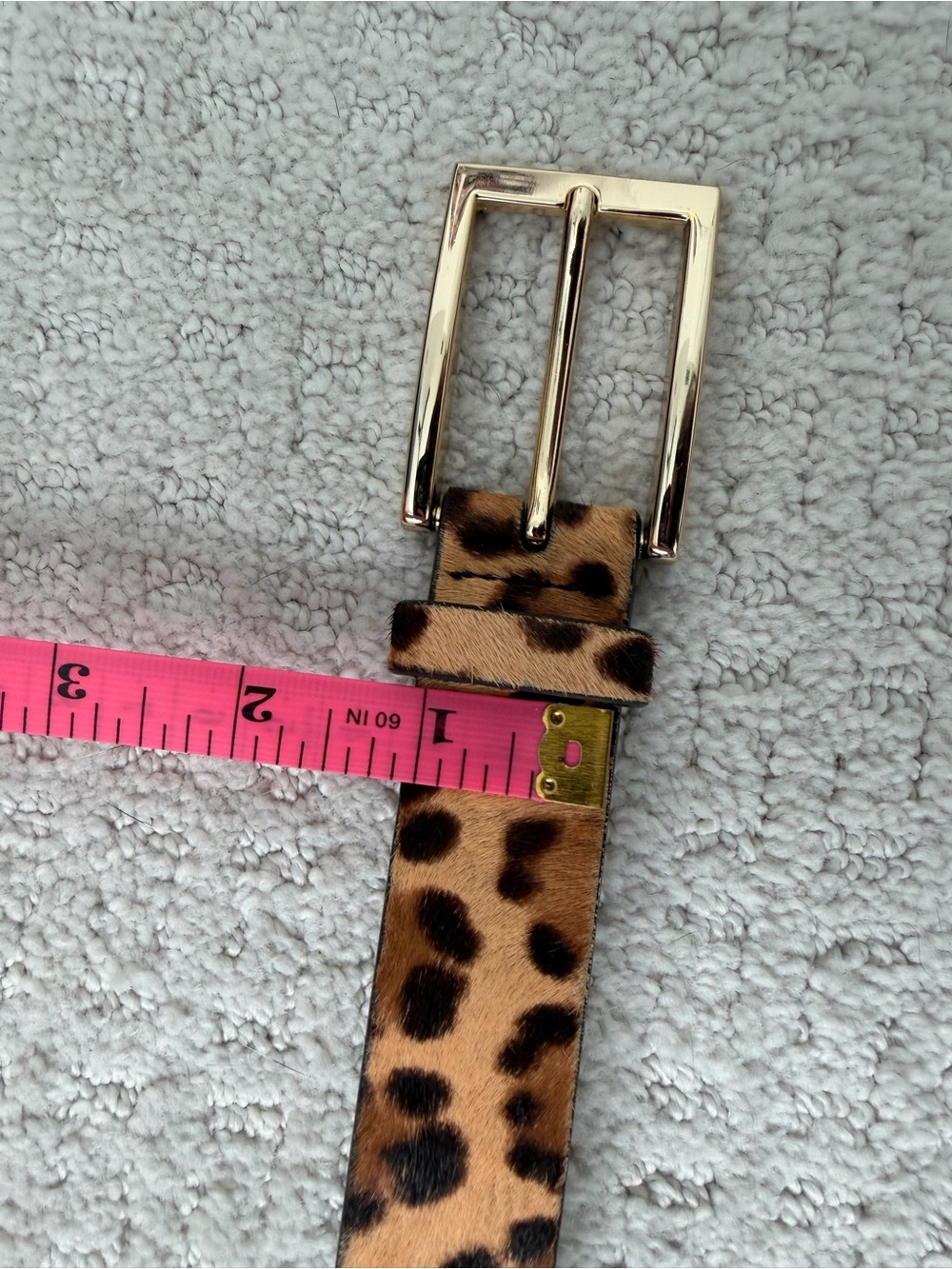 Express Leopard Haircalf Belt with Gold Buckle - Picture 10 of 12